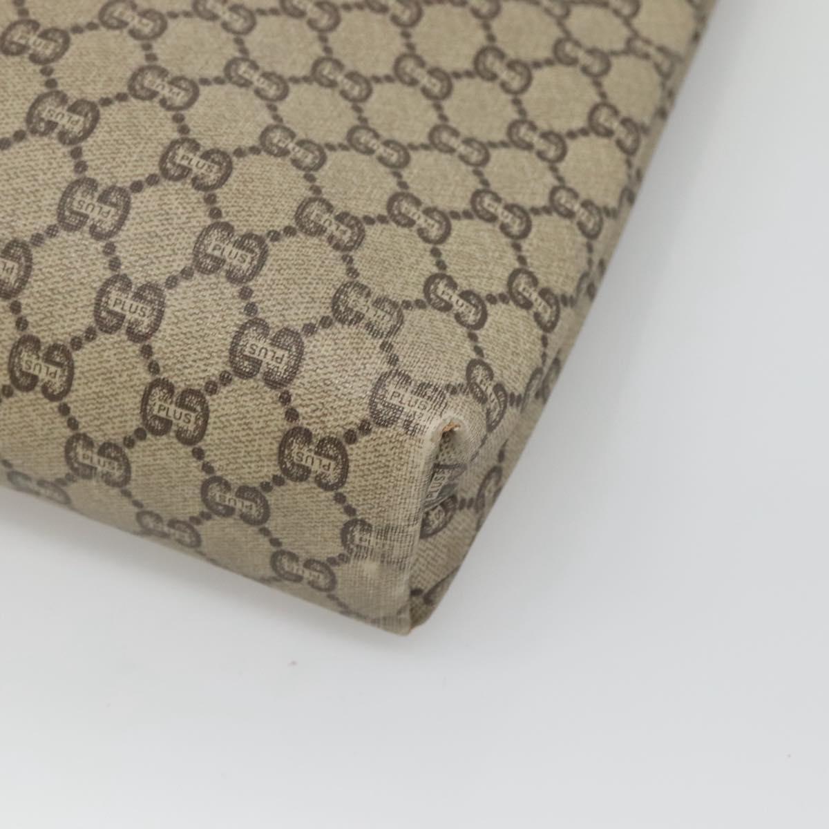 GUCCI GG Plus Supreme Web Sherry Line Tote Bag PVC Beige Gold Auth BA3850