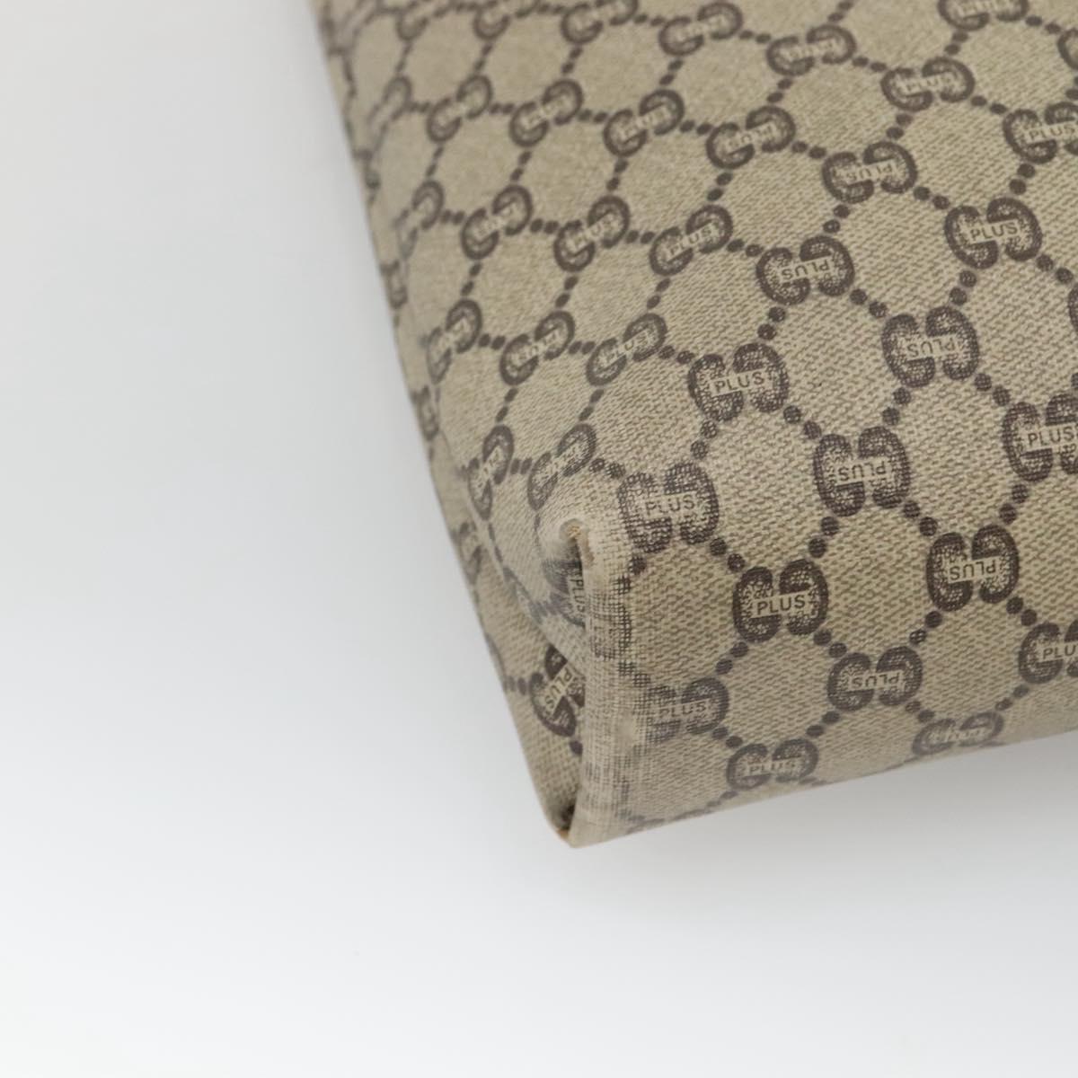 GUCCI GG Plus Supreme Web Sherry Line Tote Bag PVC Beige Gold Auth BA3850