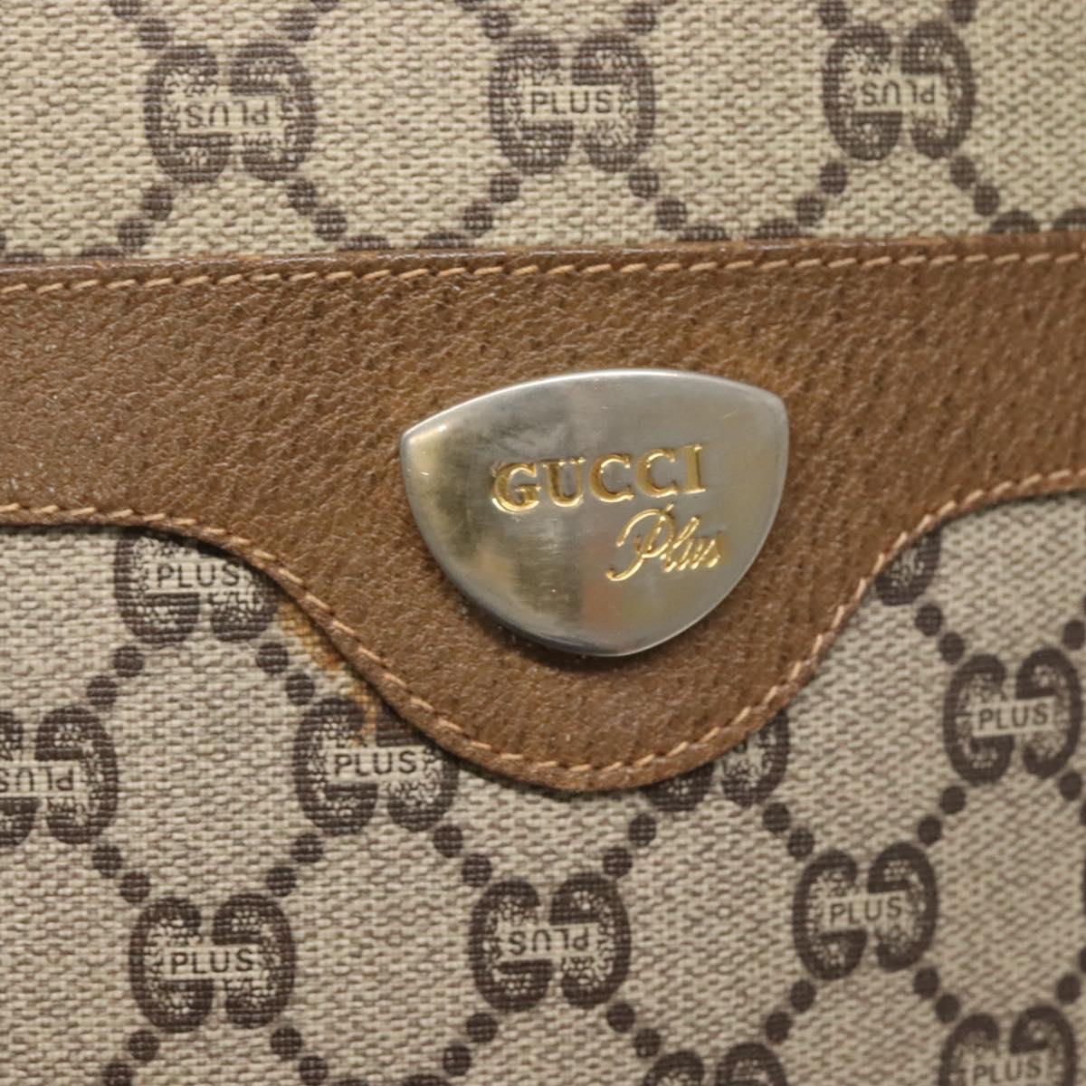 GUCCI GG Plus Supreme Web Sherry Line Tote Bag PVC Beige Gold Auth BA3850