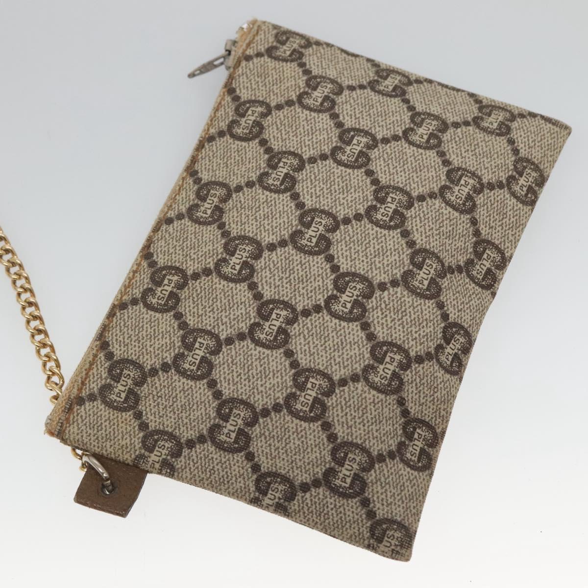 GUCCI GG Plus Supreme Web Sherry Line Tote Bag PVC Beige Gold Auth BA3850