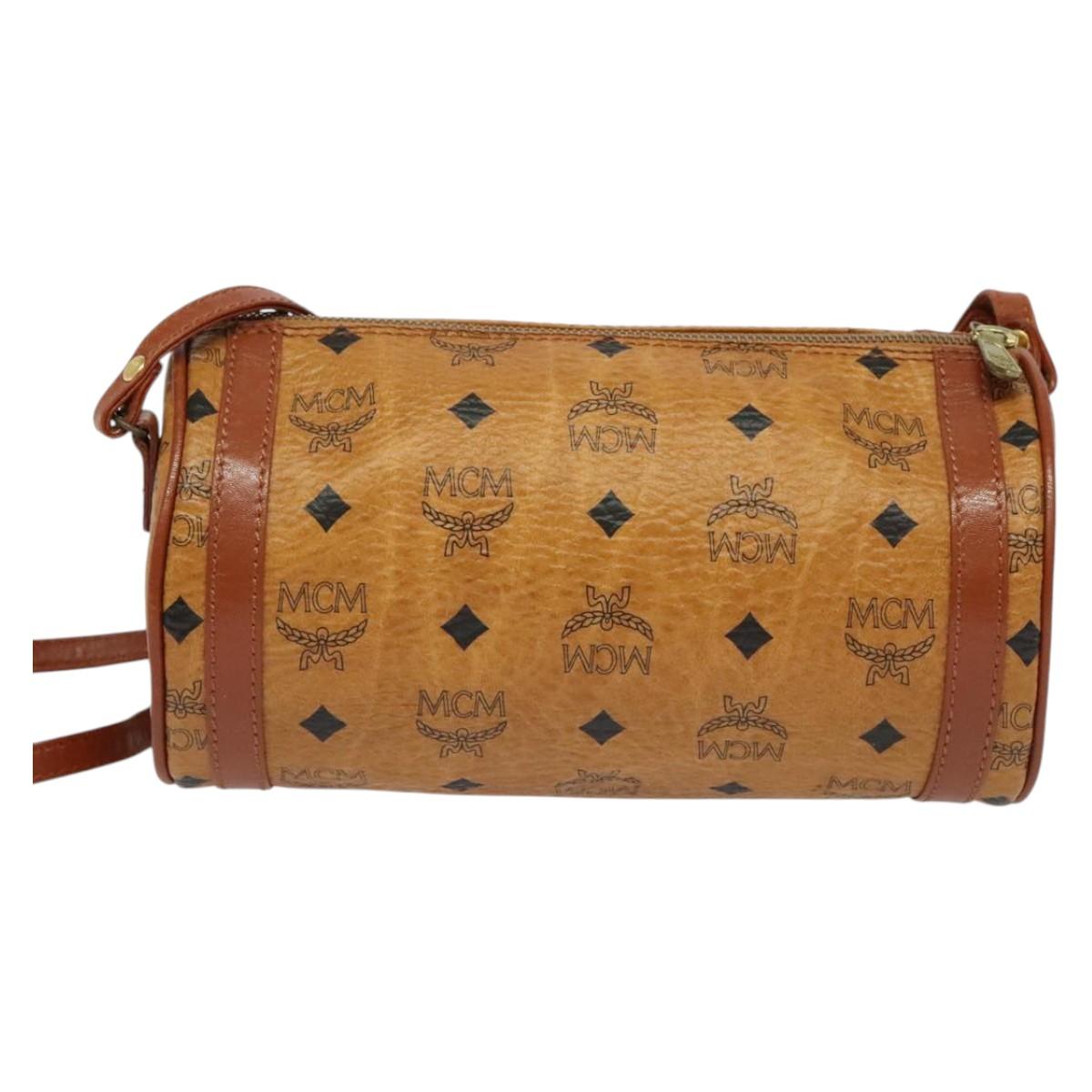 MCM Logogram Vicetos Shoulder Bag PVC Leather Brown Gold Auth BA3856