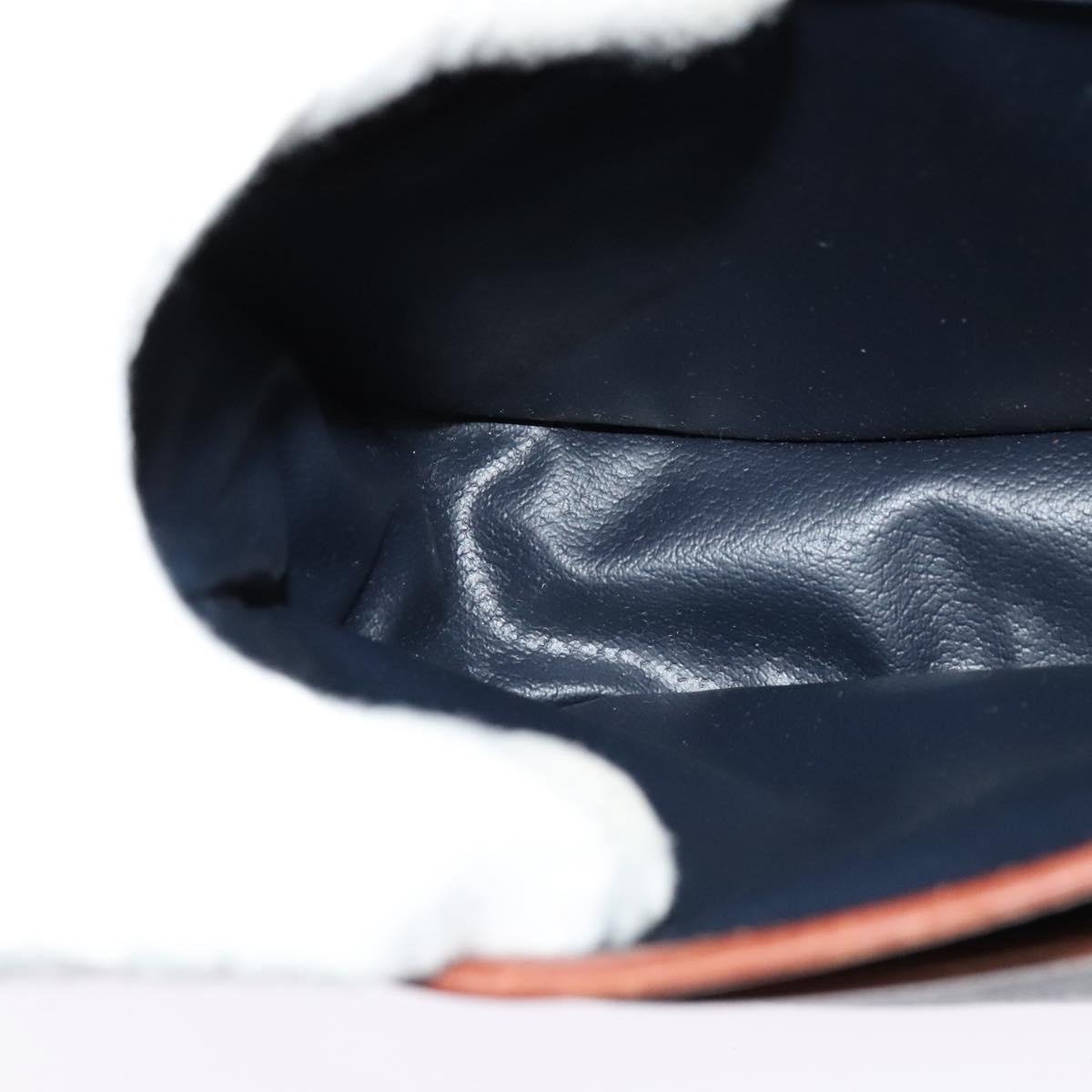 Burberrys Shoulder Bag Leather PVC Navy Gold Auth BA3865