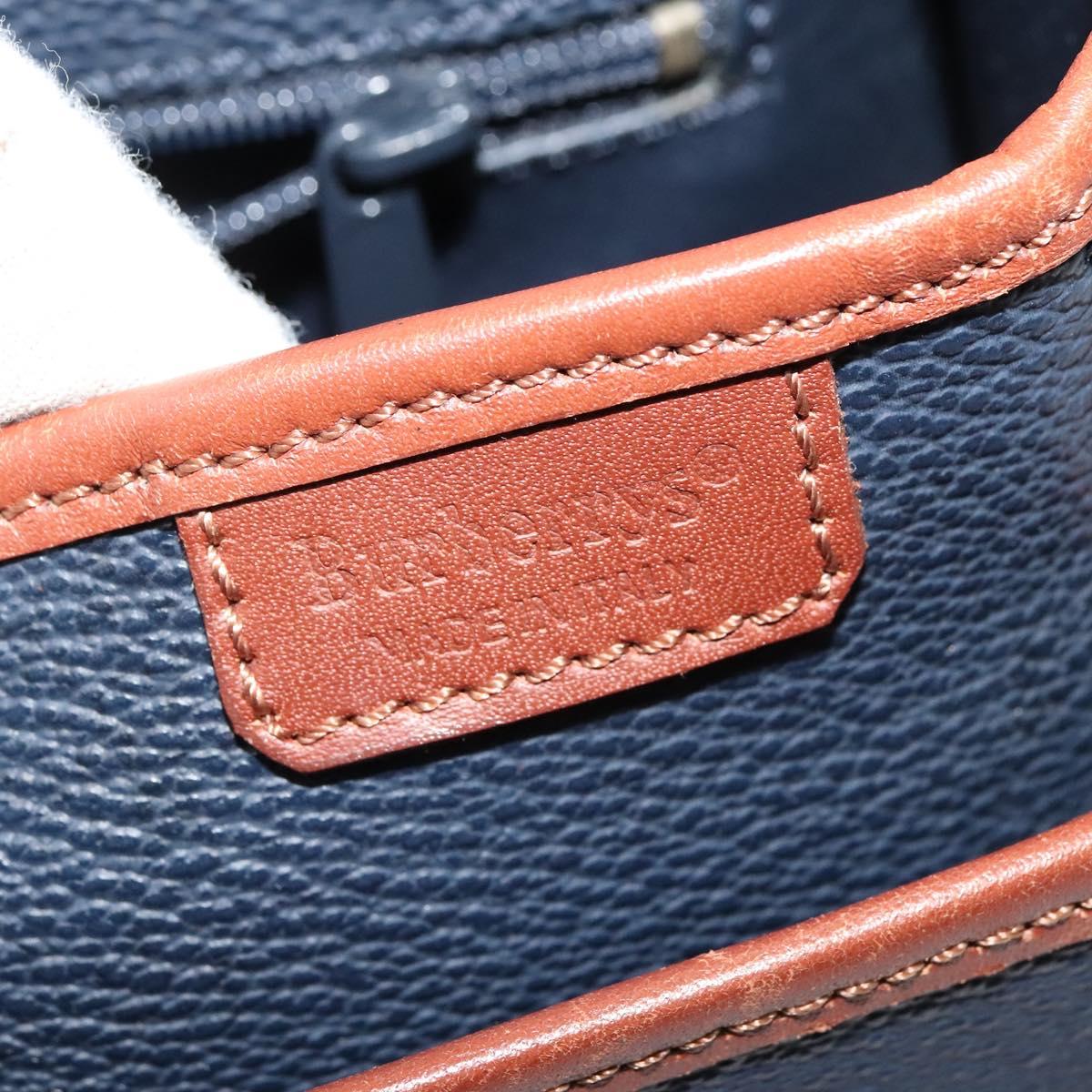 Burberrys Shoulder Bag Leather PVC Navy Gold Auth BA3865