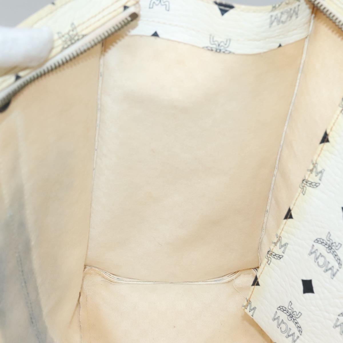 MCM Logogram Vicetos Shoulder Bag PVC Leather White Gold Auth BA3867