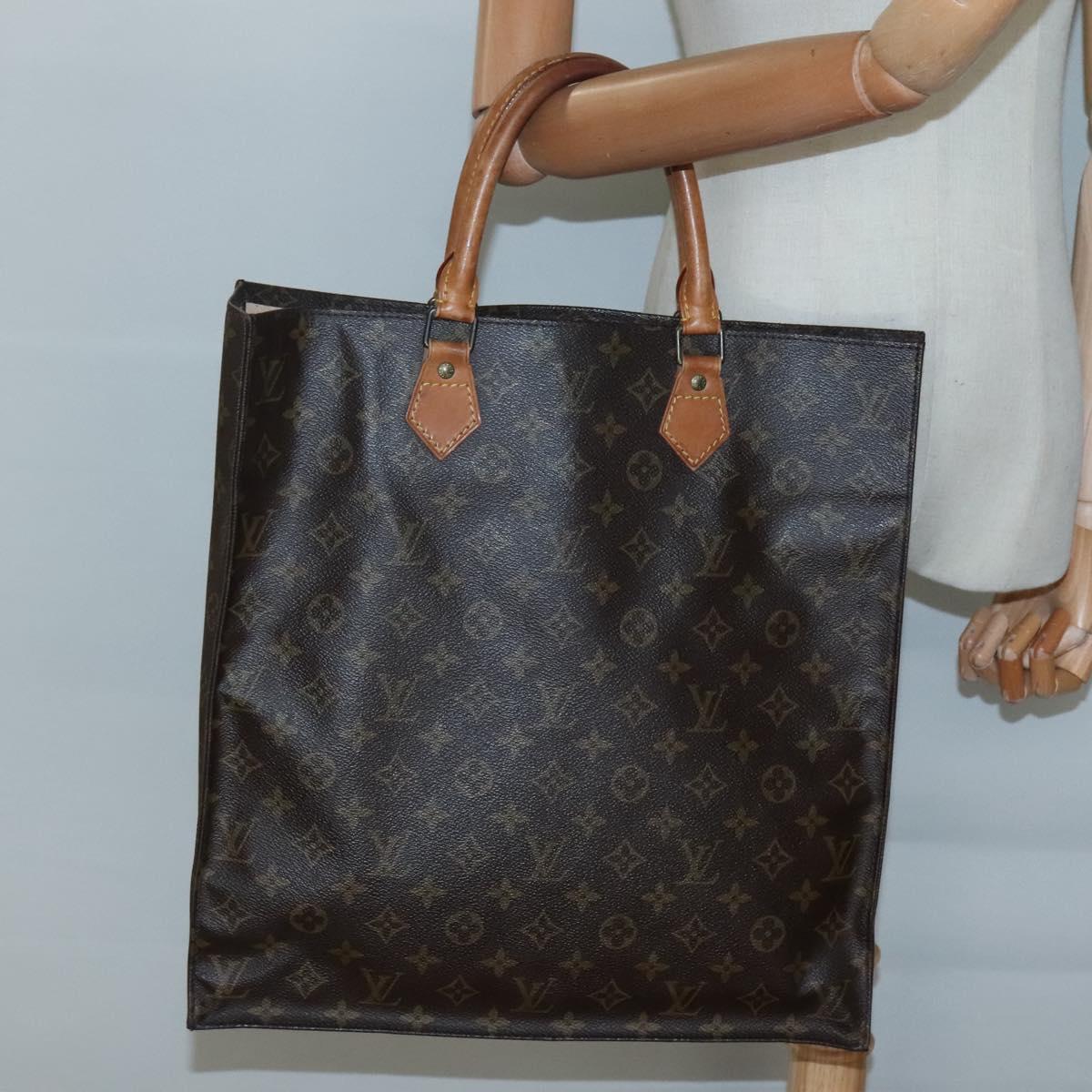 LOUIS VUITTON Monogram Sac Plat Hand Bag M51140 LV Auth BA3871