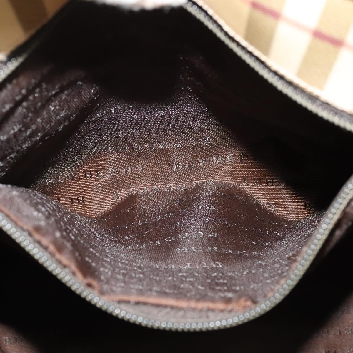 BURBERRY Nova Check Shoulder Bag PVC Beige Auth BA3875