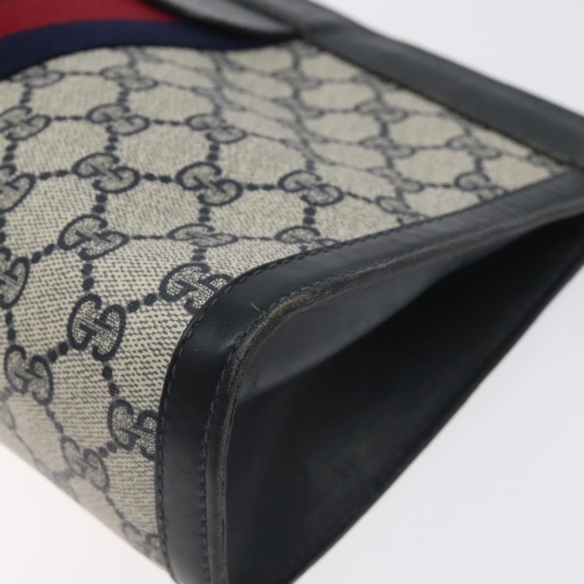 GUCCI GG Supreme Sherry Line Clutch Bag PVC Navy 37 014 2125 Auth BA3876
