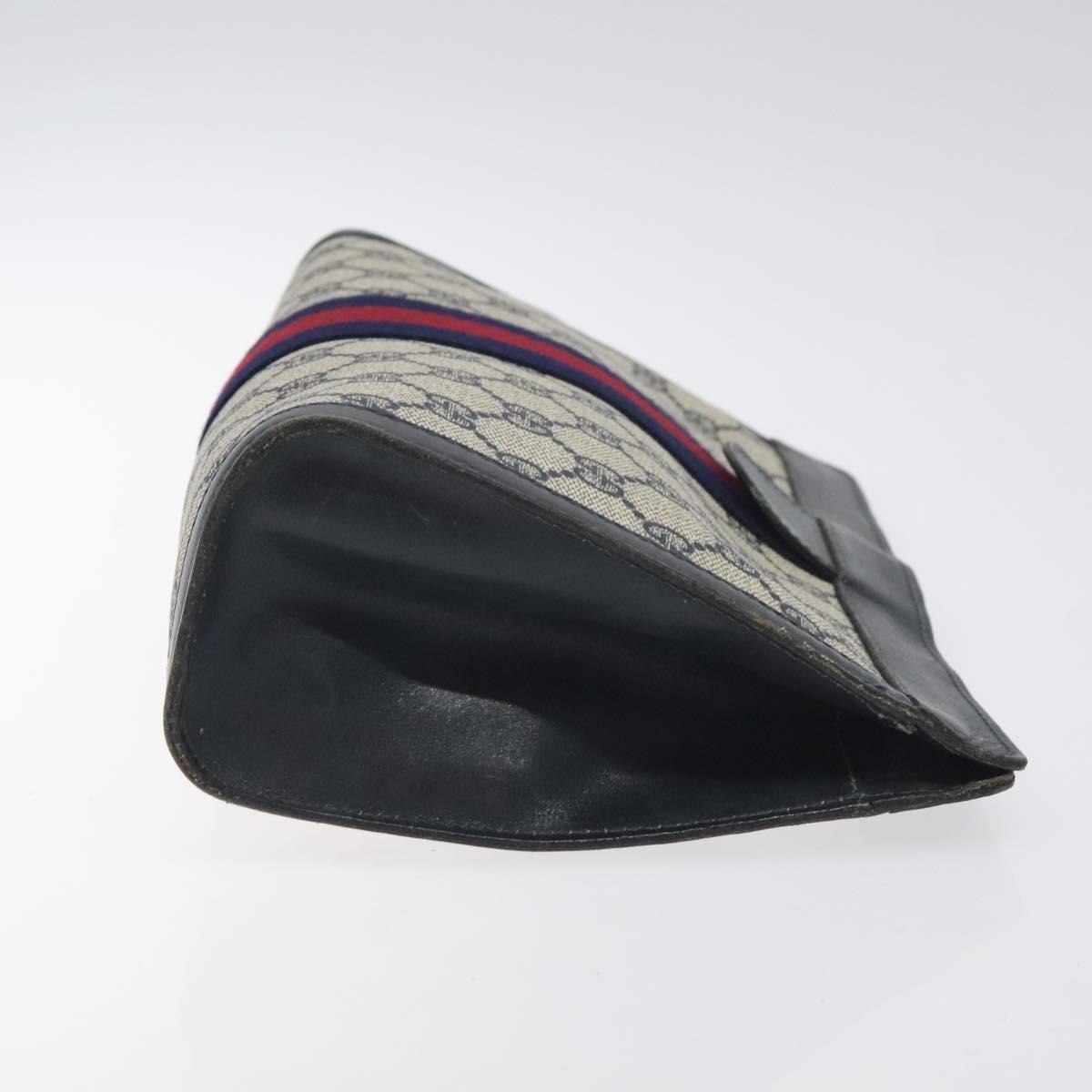 GUCCI GG Supreme Sherry Line Clutch Bag PVC Navy 37 014 2125 Auth BA3876