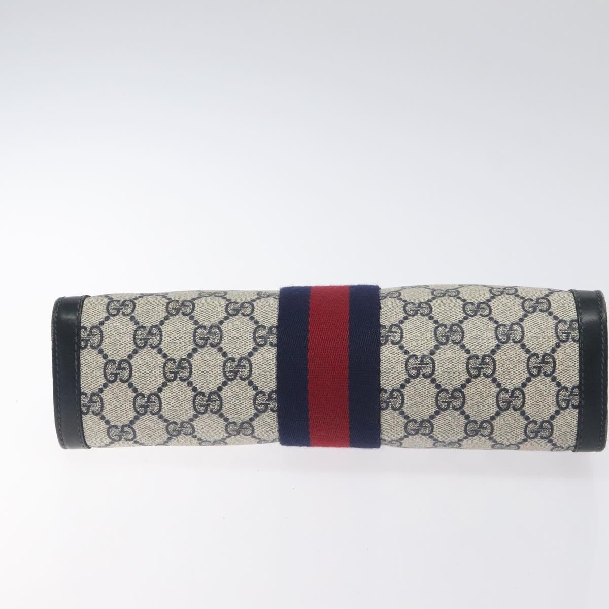 GUCCI GG Supreme Sherry Line Clutch Bag PVC Navy 37 014 2125 Auth BA3876