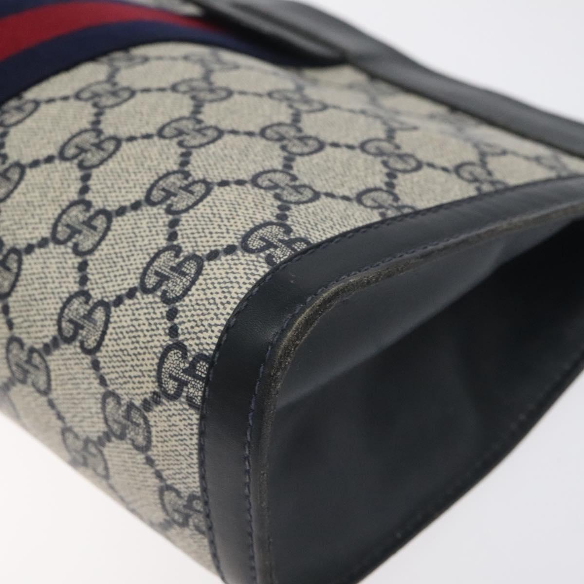 GUCCI GG Supreme Sherry Line Clutch Bag PVC Navy 37 014 2125 Auth BA3876