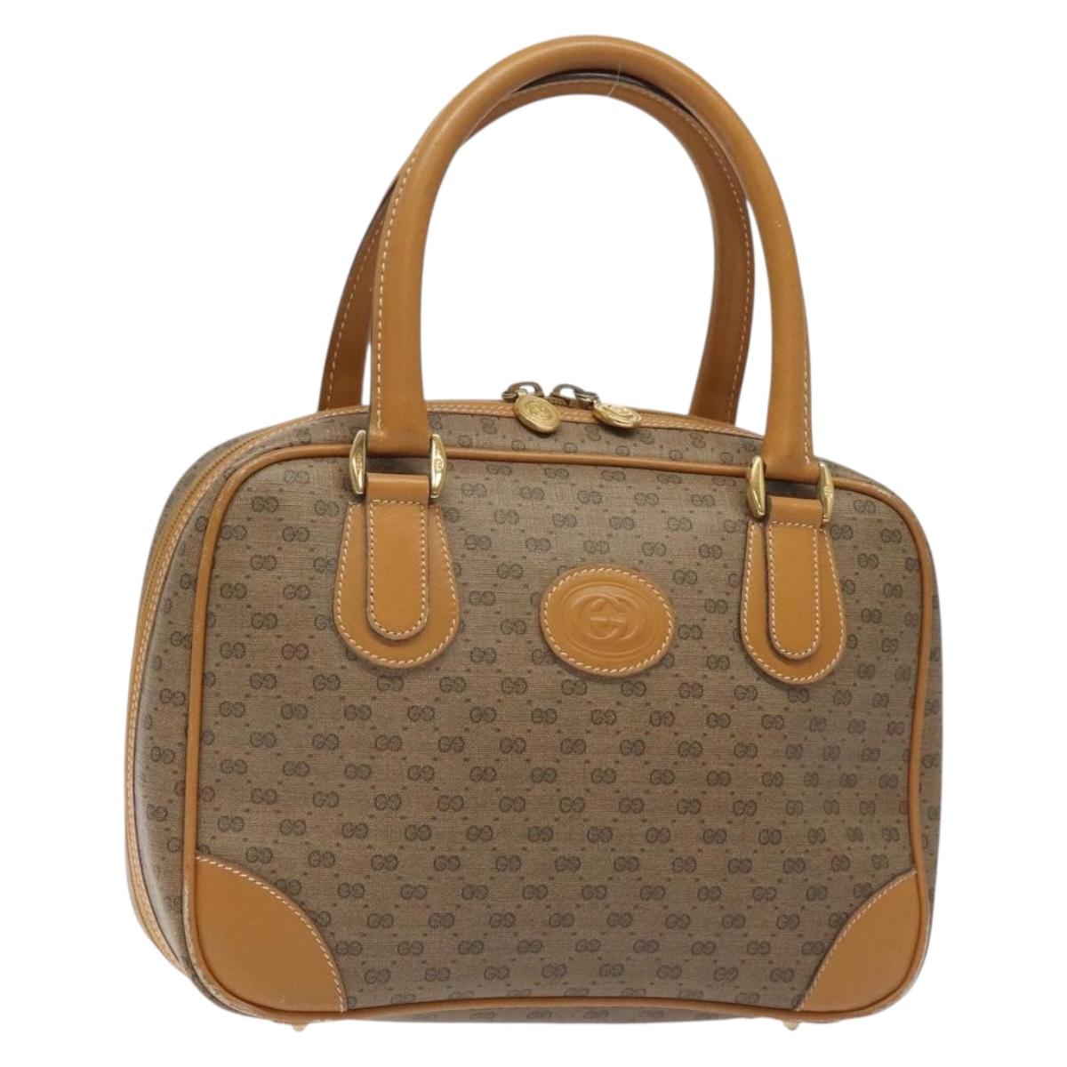 GUCCI Micro GG Supreme Hand Bag PVC Beige Gold 000 58 0090 Auth BA3877