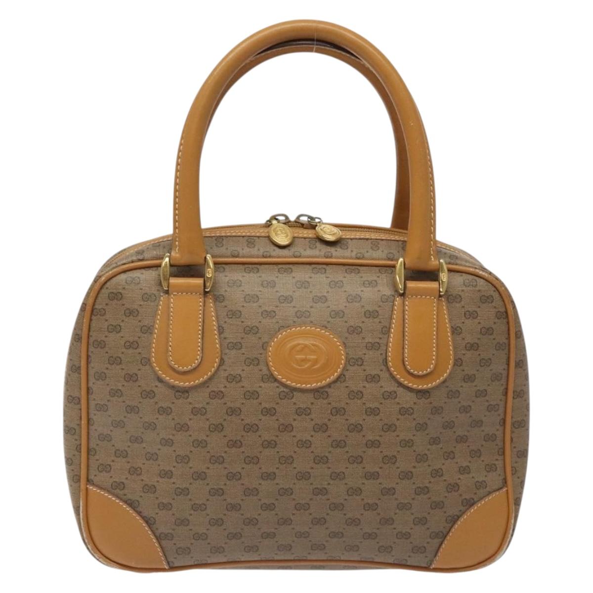 GUCCI Micro GG Supreme Hand Bag PVC Beige Gold 000 58 0090 Auth BA3877