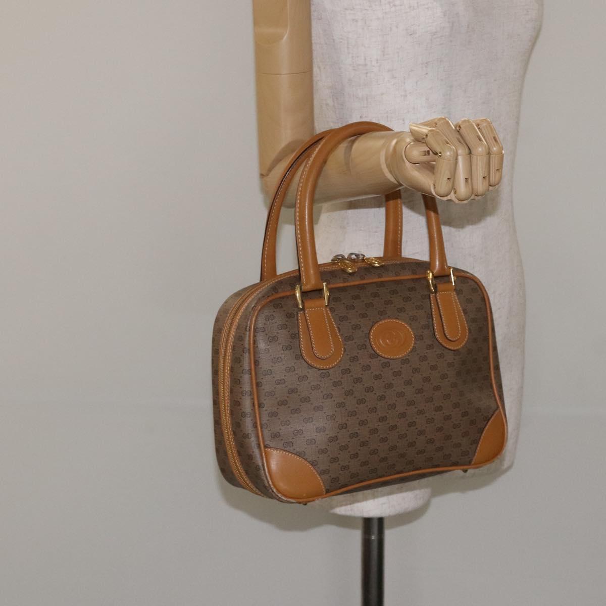 GUCCI Micro GG Supreme Hand Bag PVC Beige Gold 000 58 0090 Auth BA3877
