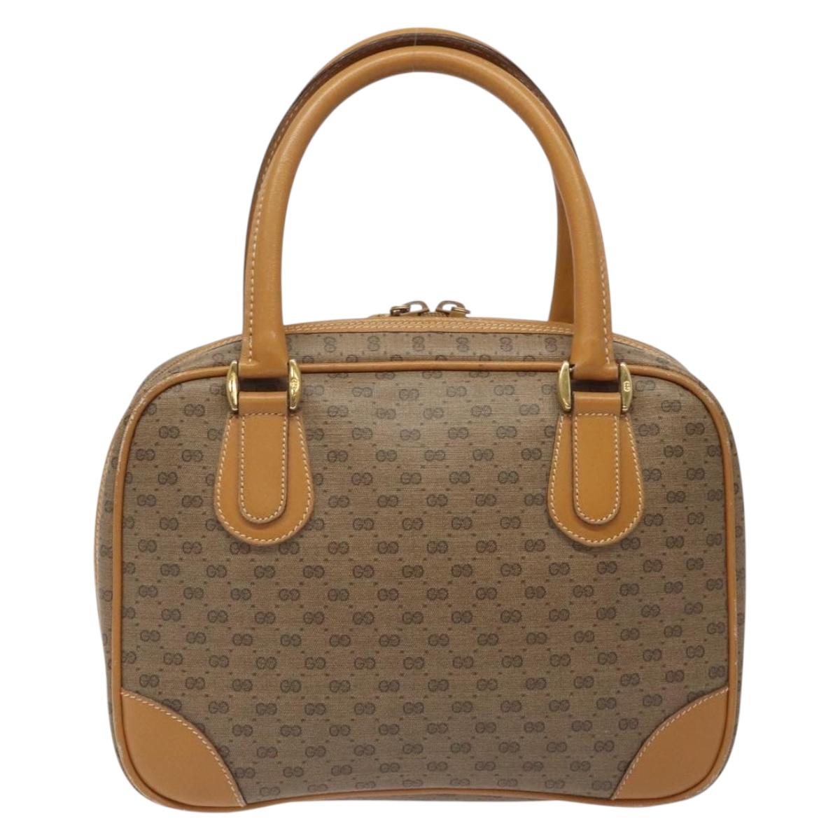 GUCCI Micro GG Supreme Hand Bag PVC Beige Gold 000 58 0090 Auth BA3877