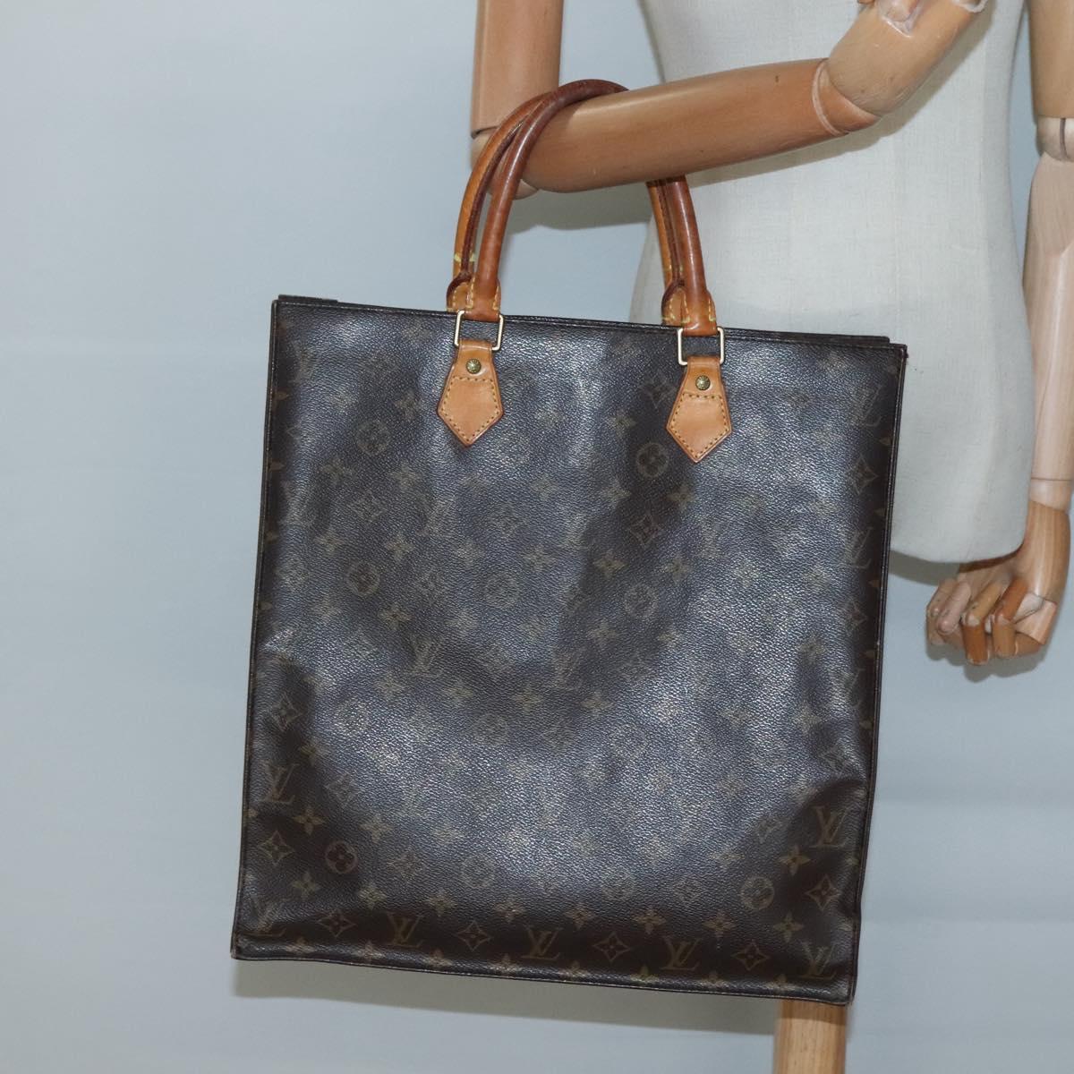 LOUIS VUITTON Monogram Sac Plat Hand Bag M51140 LV Auth BA3889