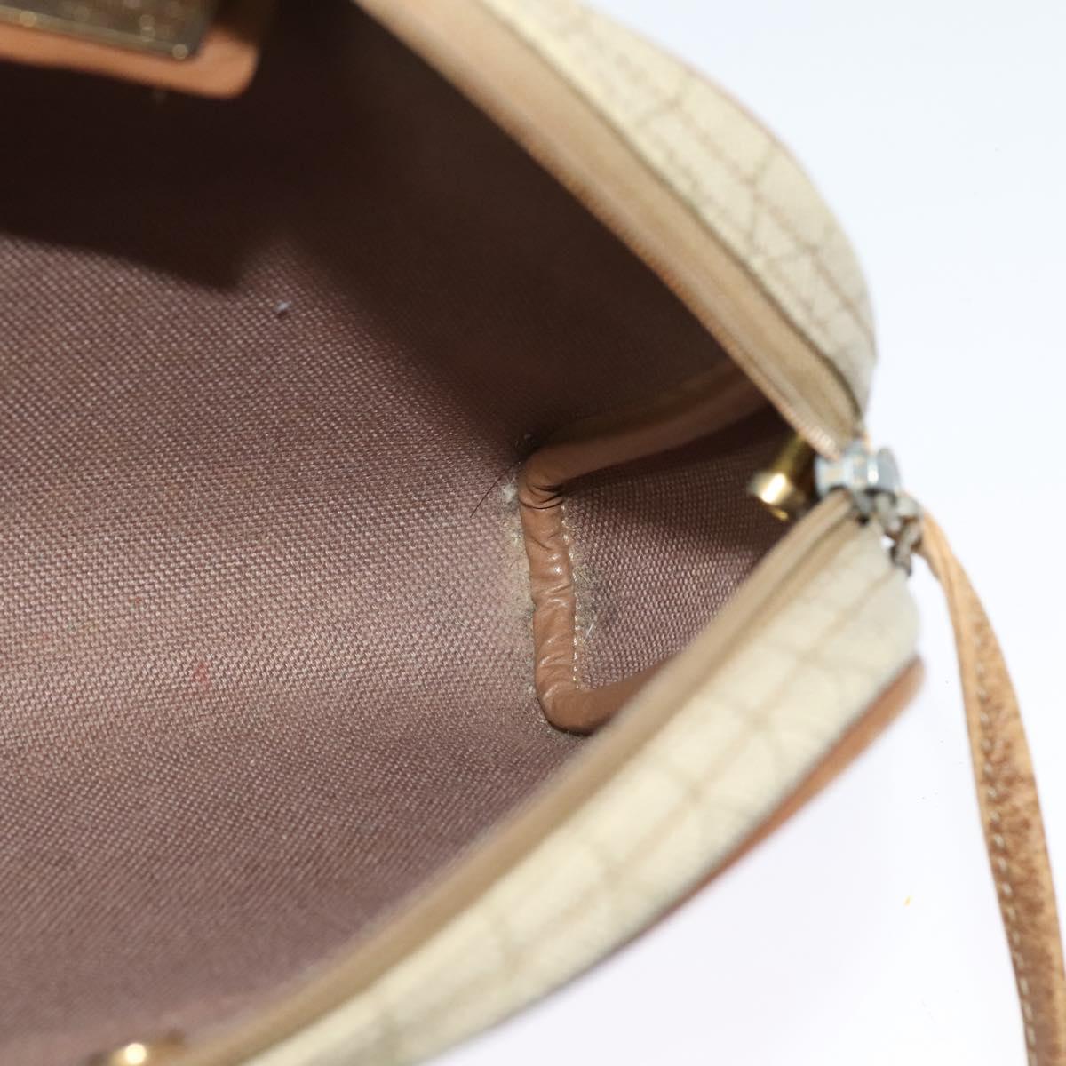 Christian Dior Honeycomb Canvas Shoulder Bag PVC Beige Auth BA3904