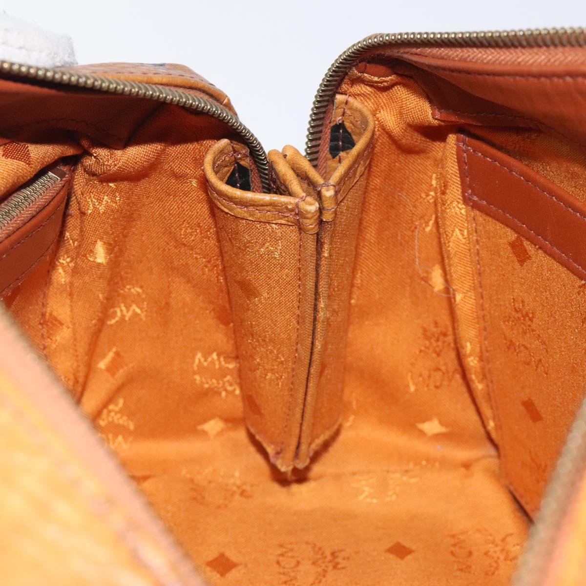 MCM Logogram Vicetos Hand Bag PVC Leather Brown Gold Auth BA3905