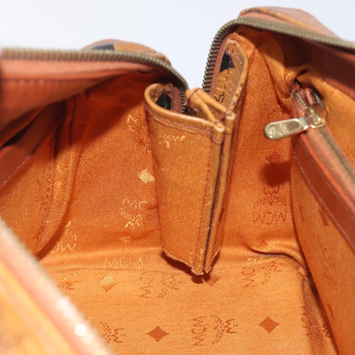 MCM Logogram Vicetos Hand Bag PVC Leather Brown Gold Auth BA3905