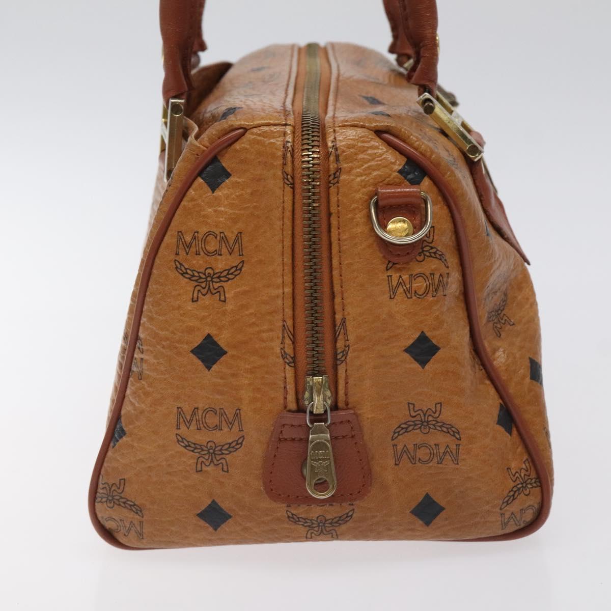 MCM Logogram Vicetos Hand Bag PVC Leather Brown Gold Auth BA3905