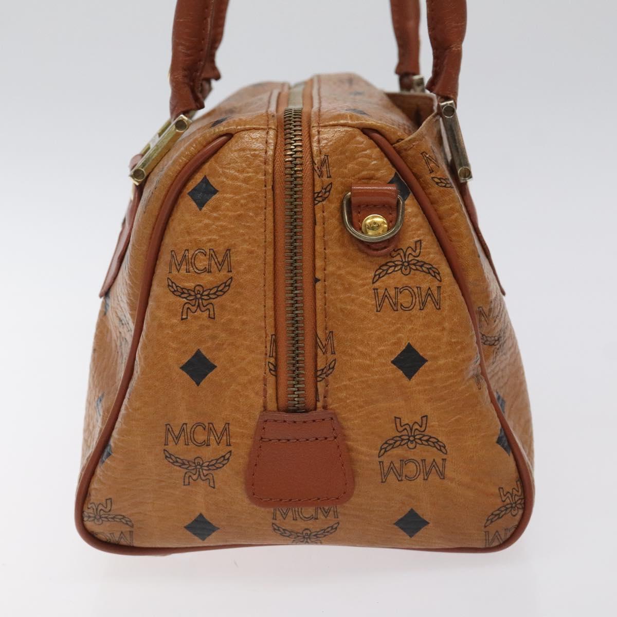 MCM Logogram Vicetos Hand Bag PVC Leather Brown Gold Auth BA3905