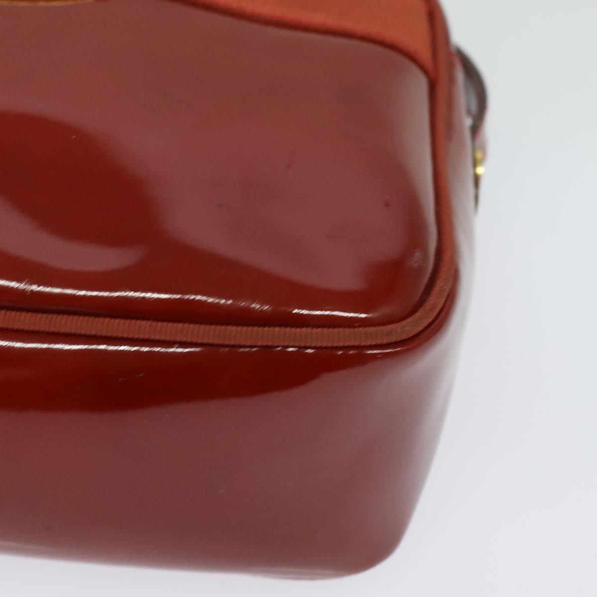 Salvatore Ferragamo Vala Shoulder Bag Patent leather Red Gold Auth BA3910