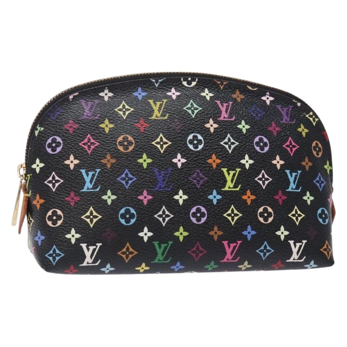 LOUIS VUITTON Multicolor Pochette Cosmetic Pouch Black M47355 Auth BA3915