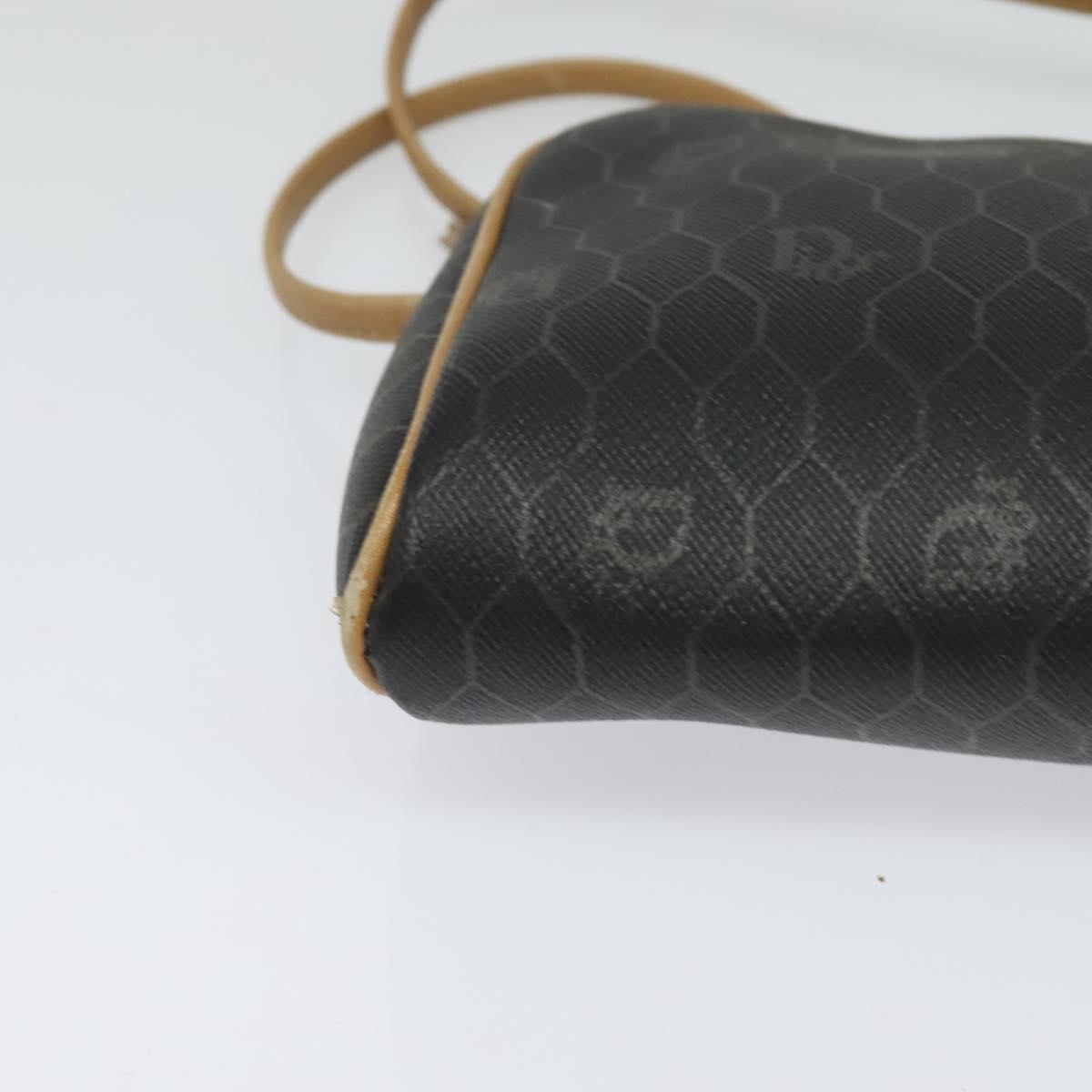 Christian Dior Honeycomb Canvas Shoulder Bag PVC Black Auth BA3916