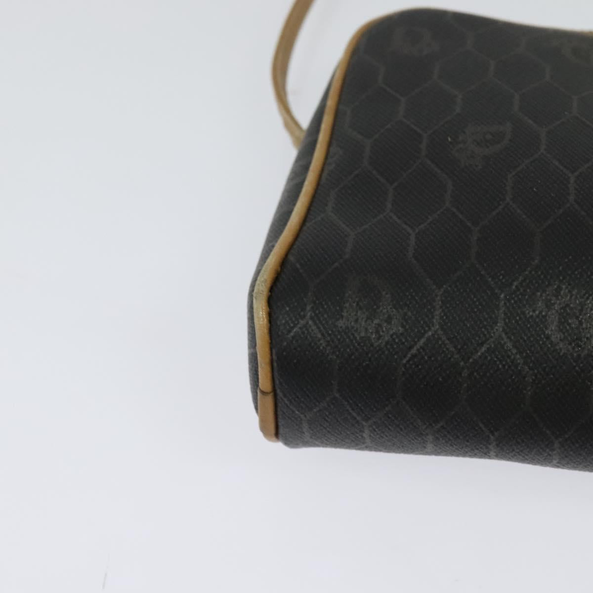 Christian Dior Honeycomb Canvas Shoulder Bag PVC Black Auth BA3916