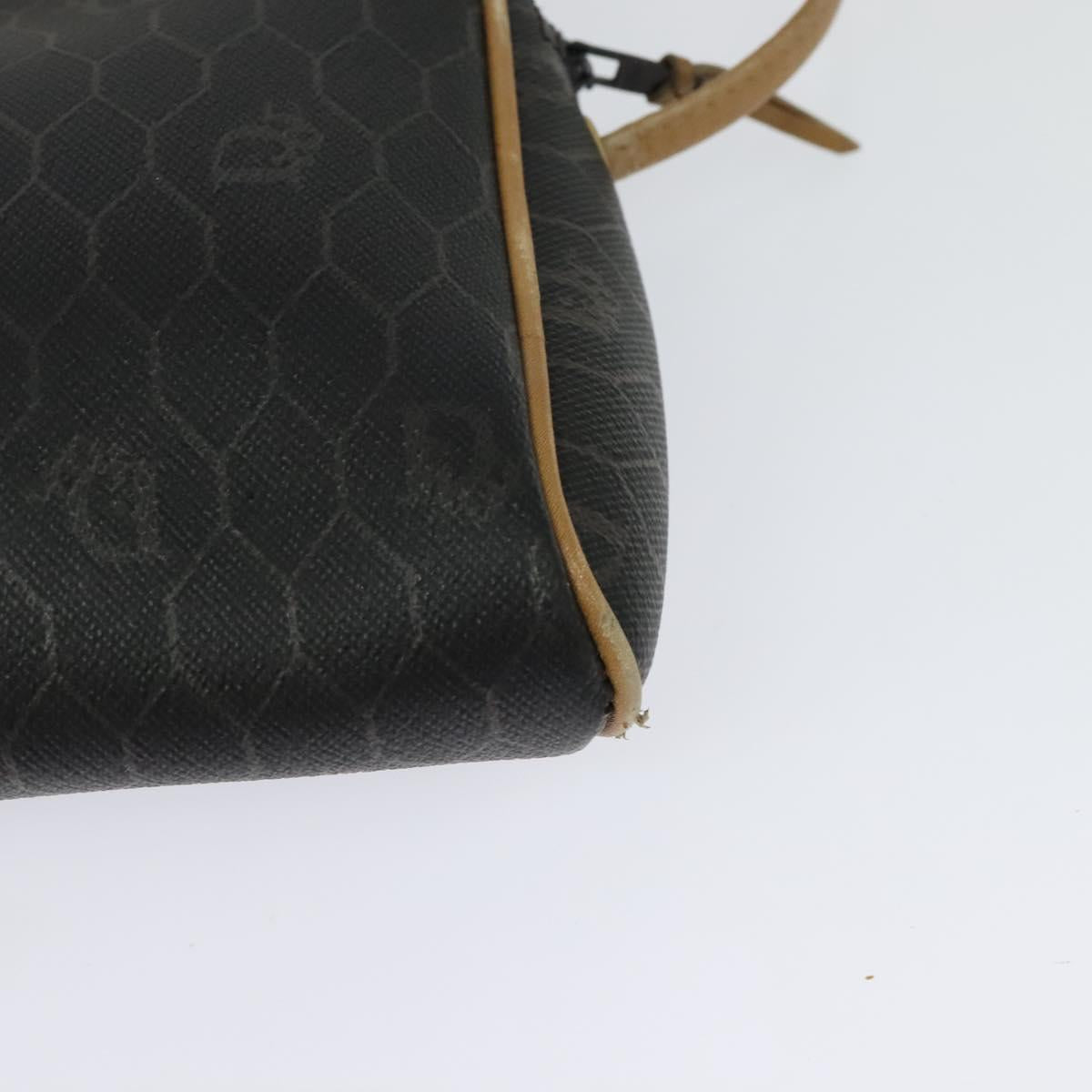 Christian Dior Honeycomb Canvas Shoulder Bag PVC Black Auth BA3916