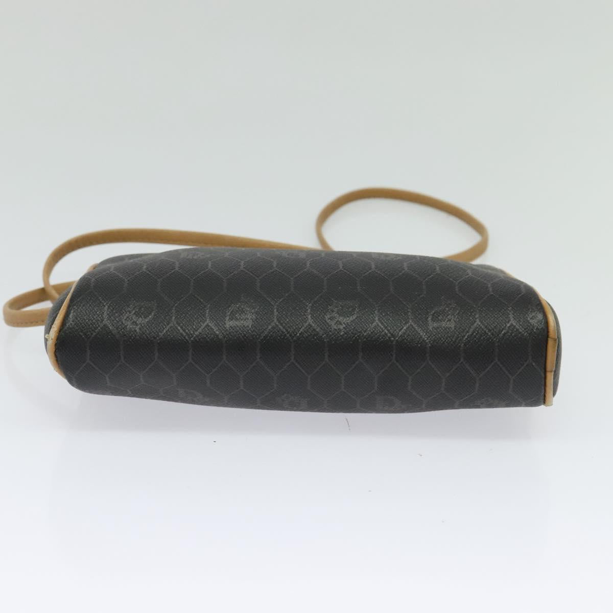 Christian Dior Honeycomb Canvas Shoulder Bag PVC Black Auth BA3916
