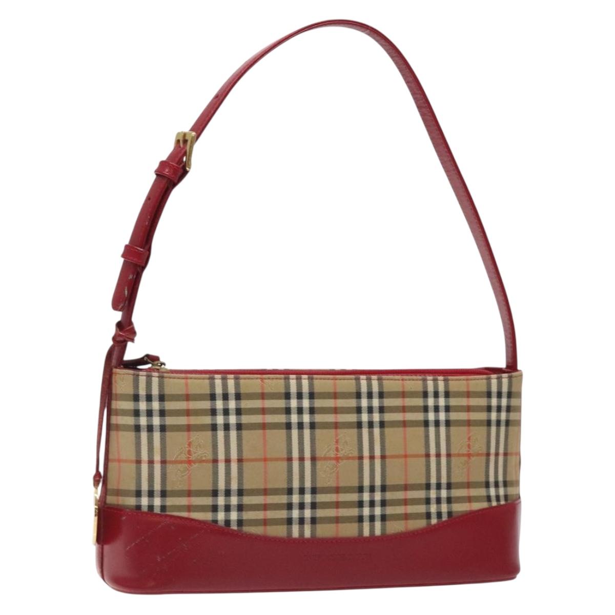 BURBERRY Nova Check Shoulder Bag Canvas Beige Gold Auth BA3917