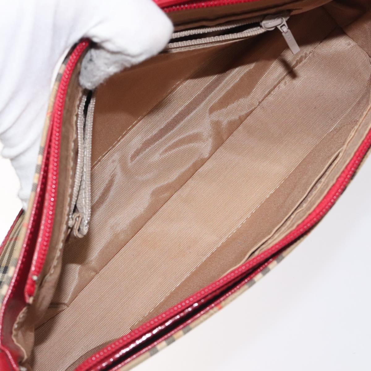 BURBERRY Nova Check Shoulder Bag Canvas Beige Gold Auth BA3917