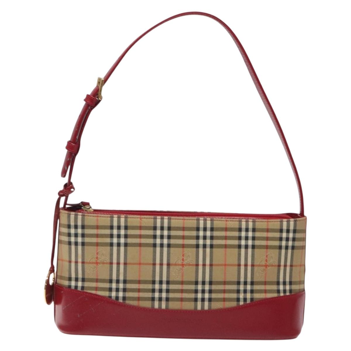 BURBERRY Nova Check Shoulder Bag Canvas Beige Gold Auth BA3917