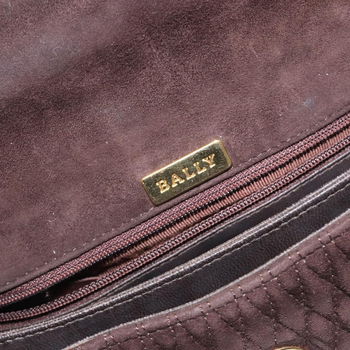 BALLY Hand Bag Suede Brown Gold Auth BA3925