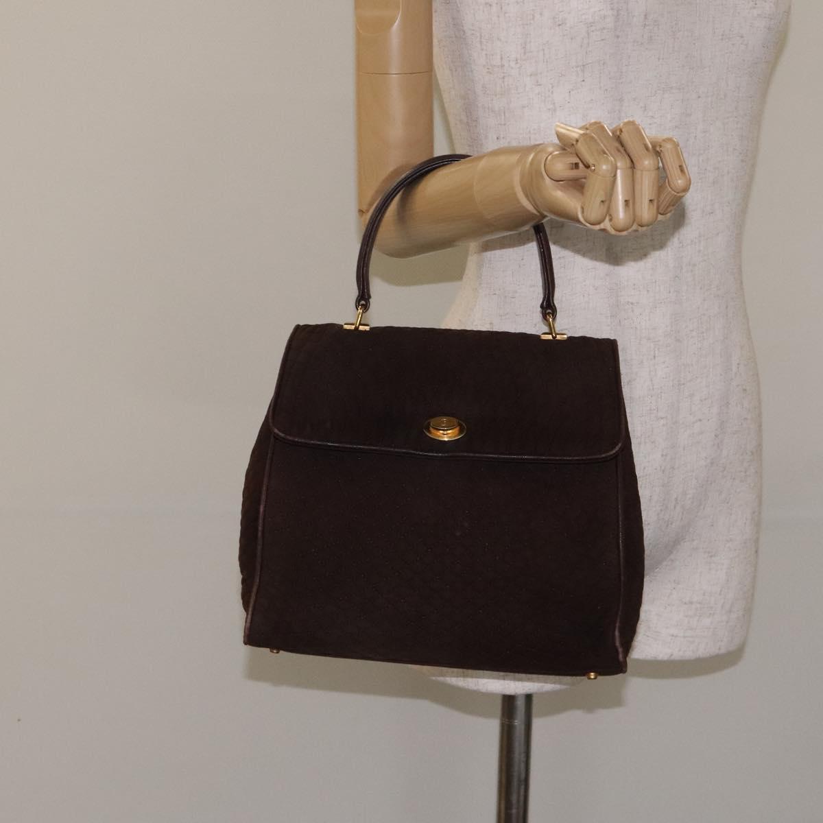 BALLY Hand Bag Suede Brown Gold Auth BA3925