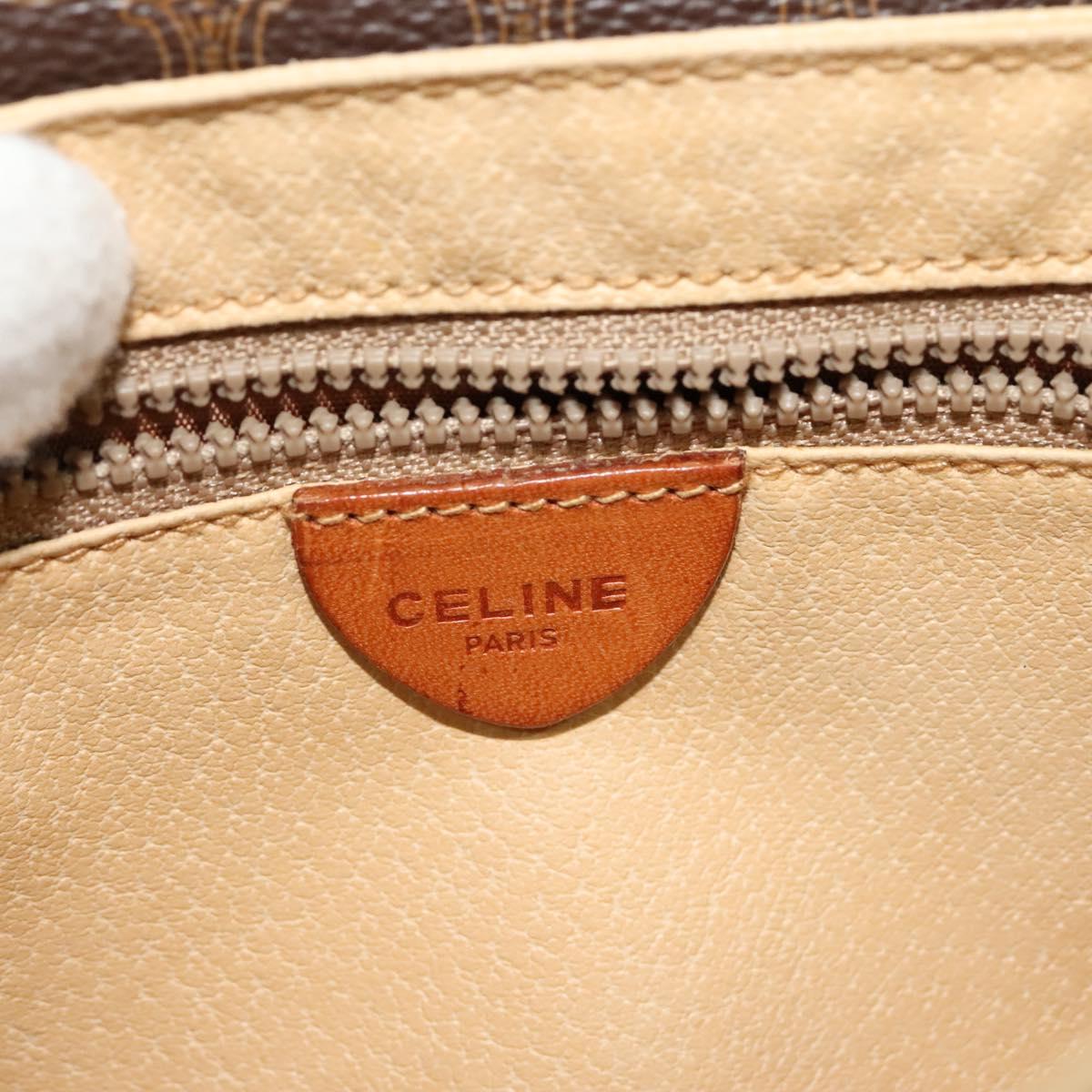 CELINE Macadam Canvas Shoulder Bag PVC Leather Brown Gold Auth BA3927