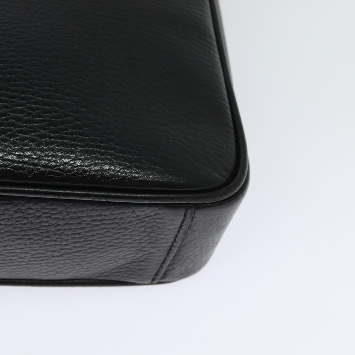 BURBERRY Shoulder Bag Leather Black Silver Auth BA3949