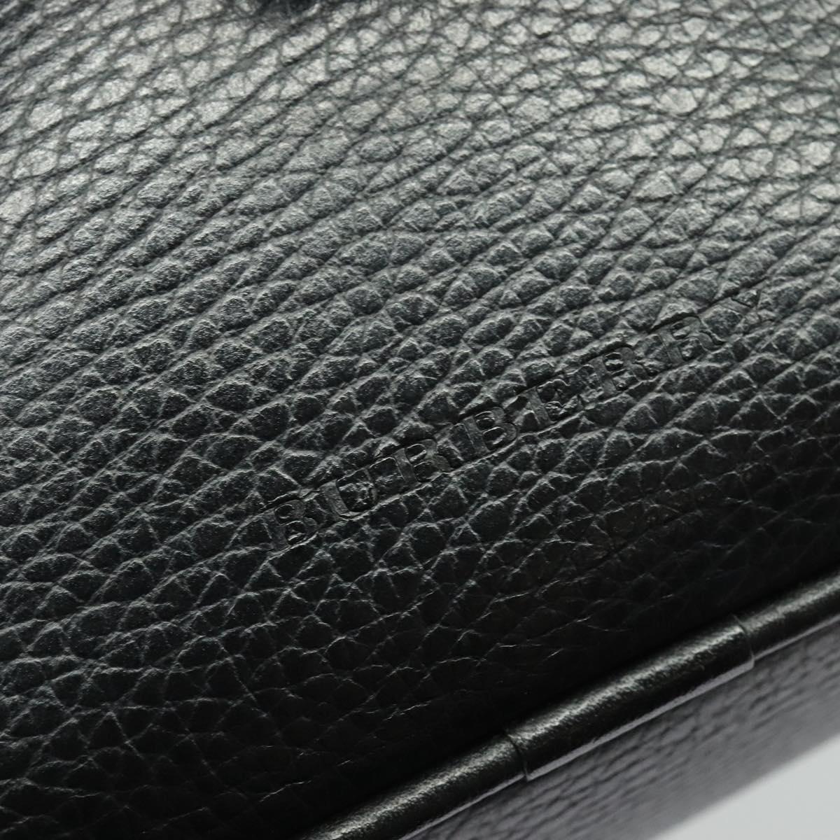 BURBERRY Shoulder Bag Leather Black Silver Auth BA3949