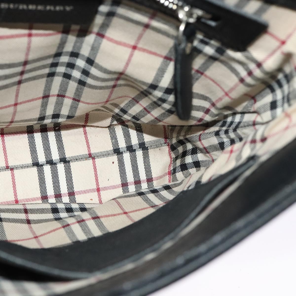 BURBERRY Shoulder Bag Leather Black Silver Auth BA3949