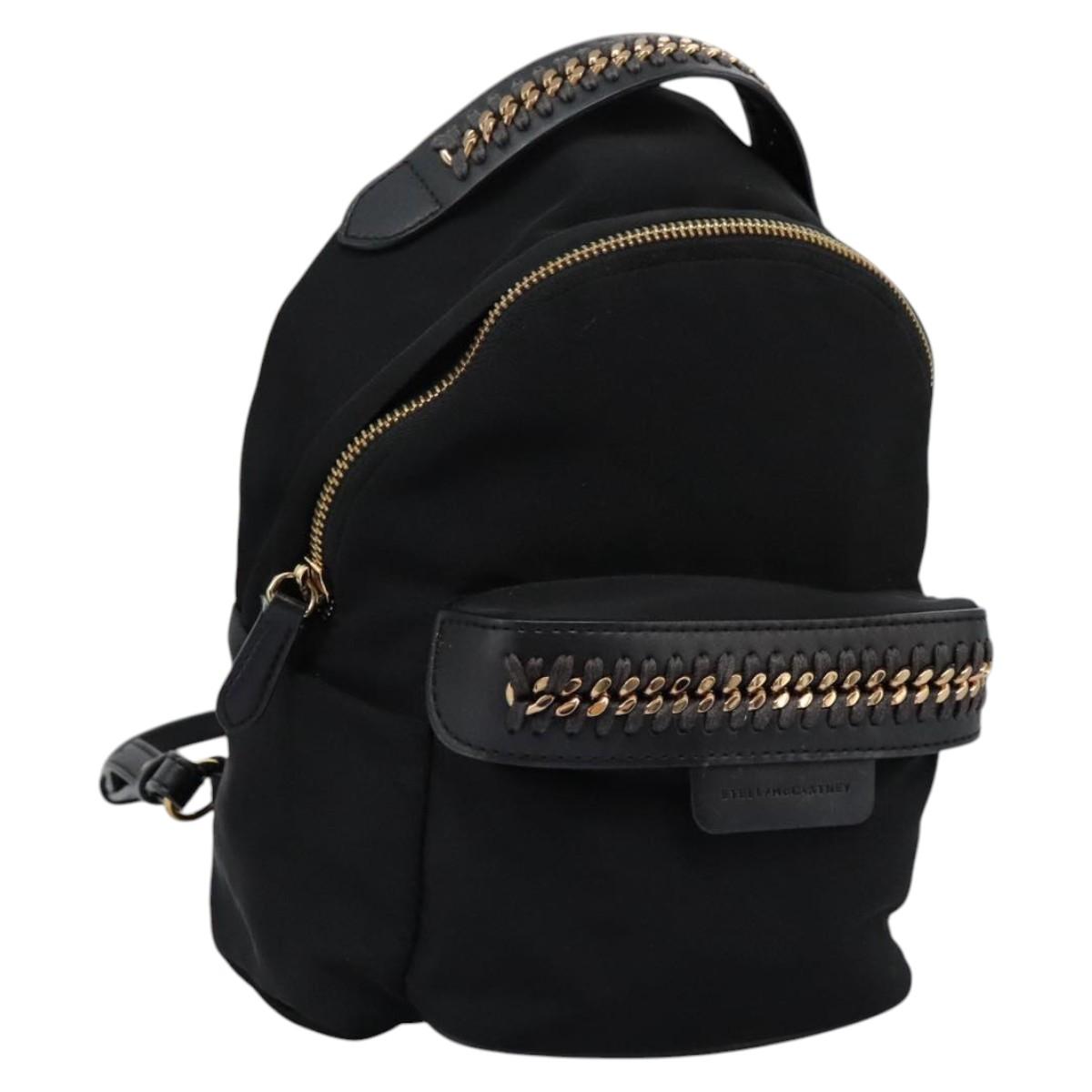 Stella MacCartney Backpack Nylon Gold Black Auth BA395