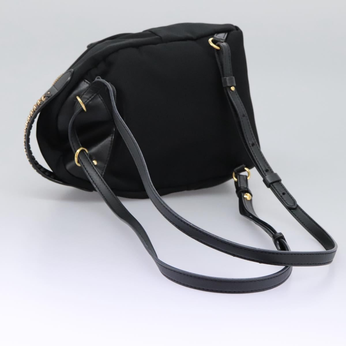 Stella MacCartney Backpack Nylon Gold Black Auth BA395