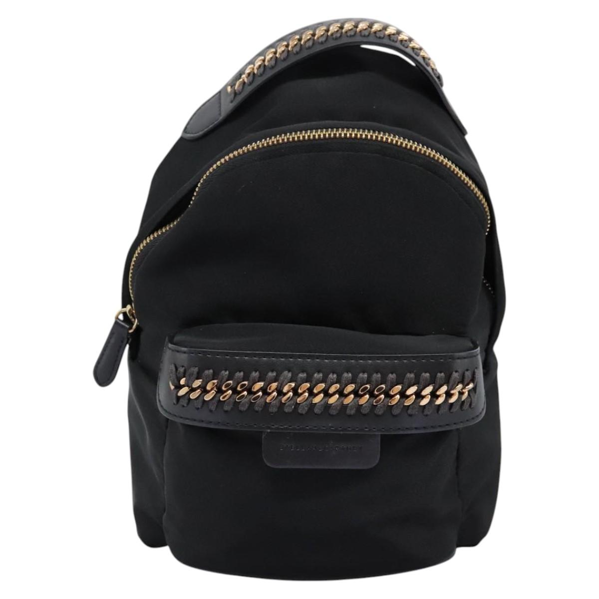Stella MacCartney Backpack Nylon Gold Black Auth BA395