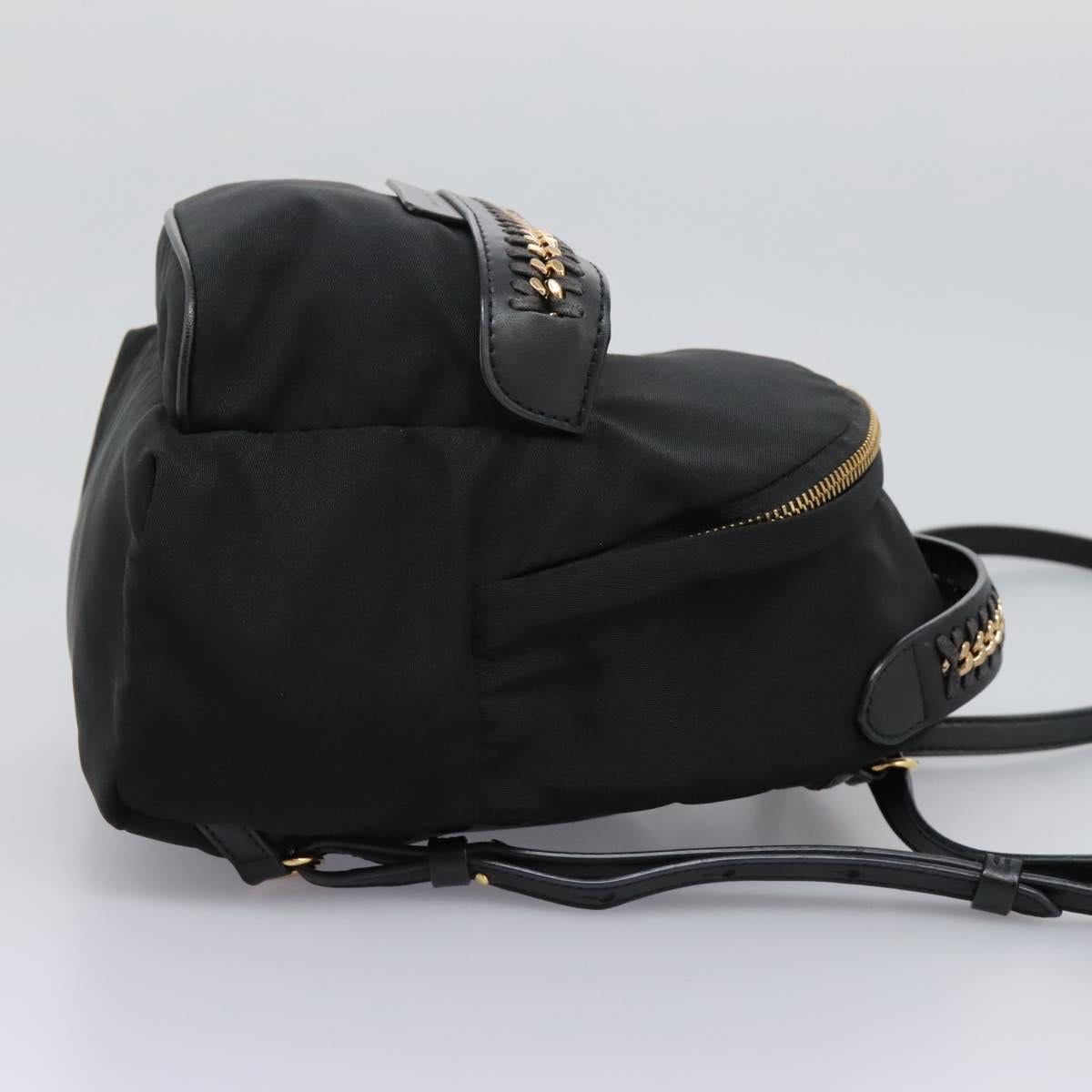 Stella MacCartney Backpack Nylon Gold Black Auth BA395