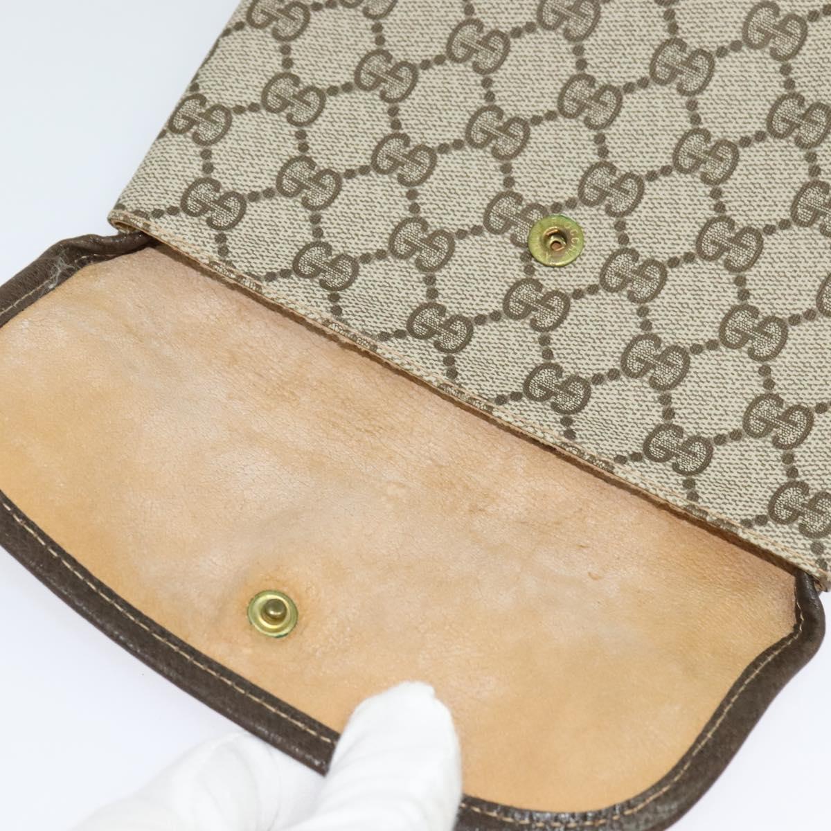 GUCCI GG Supreme Pouch PVC Beige Gold Auth BA3951