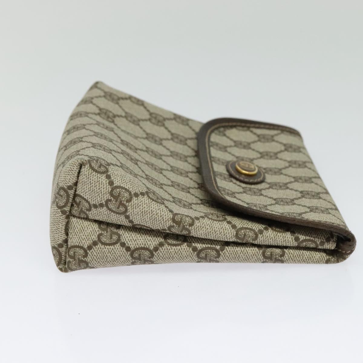GUCCI GG Supreme Pouch PVC Beige Gold Auth BA3951