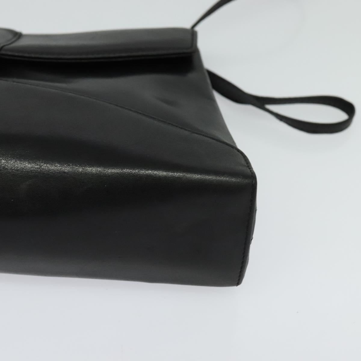 GIVENCHY Shoulder Bag Leather Black Gold Auth BA3952
