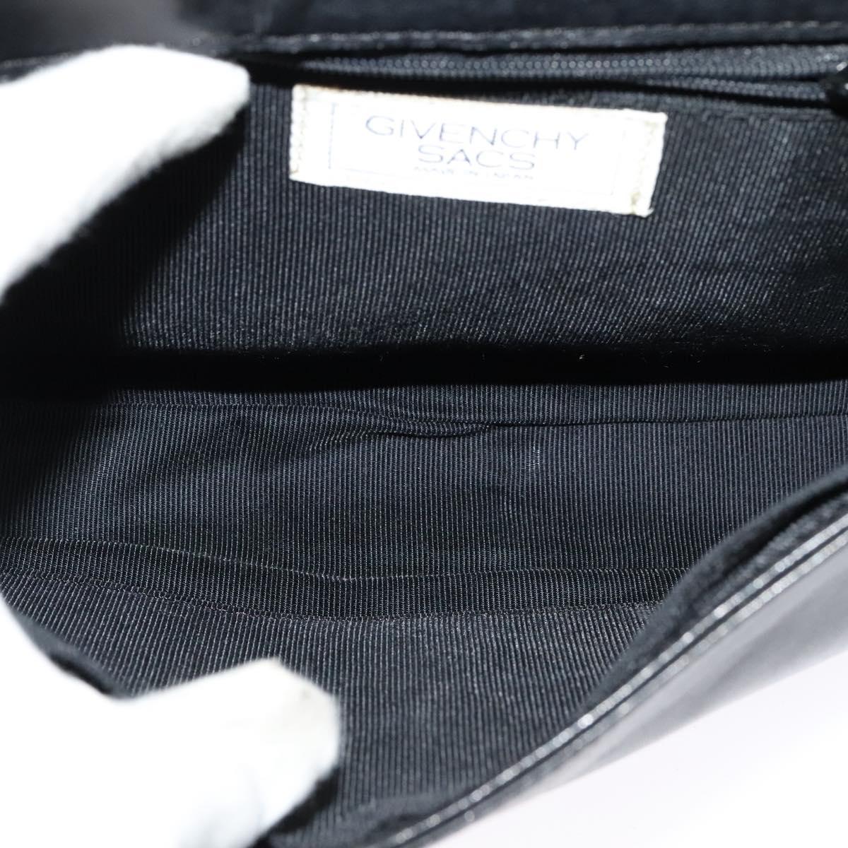 GIVENCHY Shoulder Bag Leather Black Gold Auth BA3952