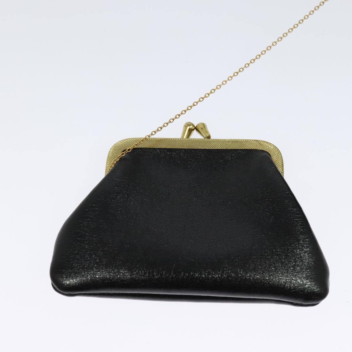 Christian Dior Shoulder Bag Leather Black Gold Auth BA3954