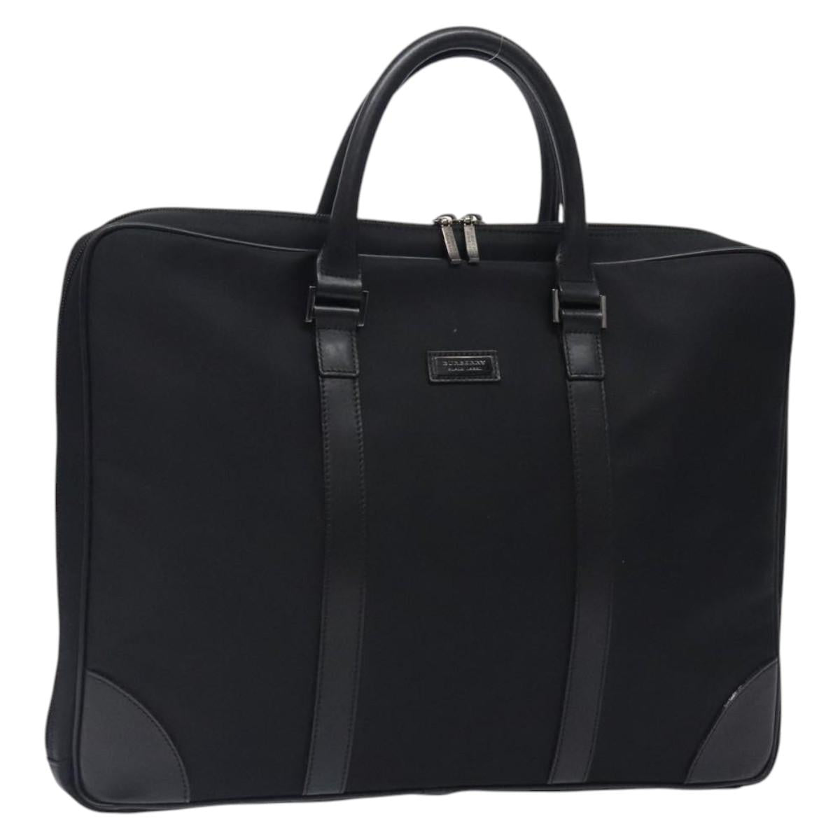 BURBERRY Black Label Business Bag Nylon Black Silver Auth BA3961