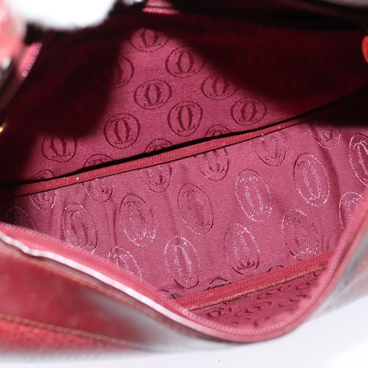 CARTIER Must Line Shoulder Bag Leather Bordeaux Gold Auth BA3962